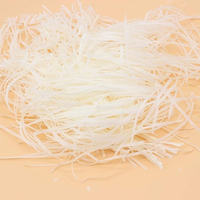Raffia Paper Shreds, 100g Shredded Paper for Gift Box, Crinkle Cut Paper Shred Filler for Gift Wrapping & Basket Filling(White)