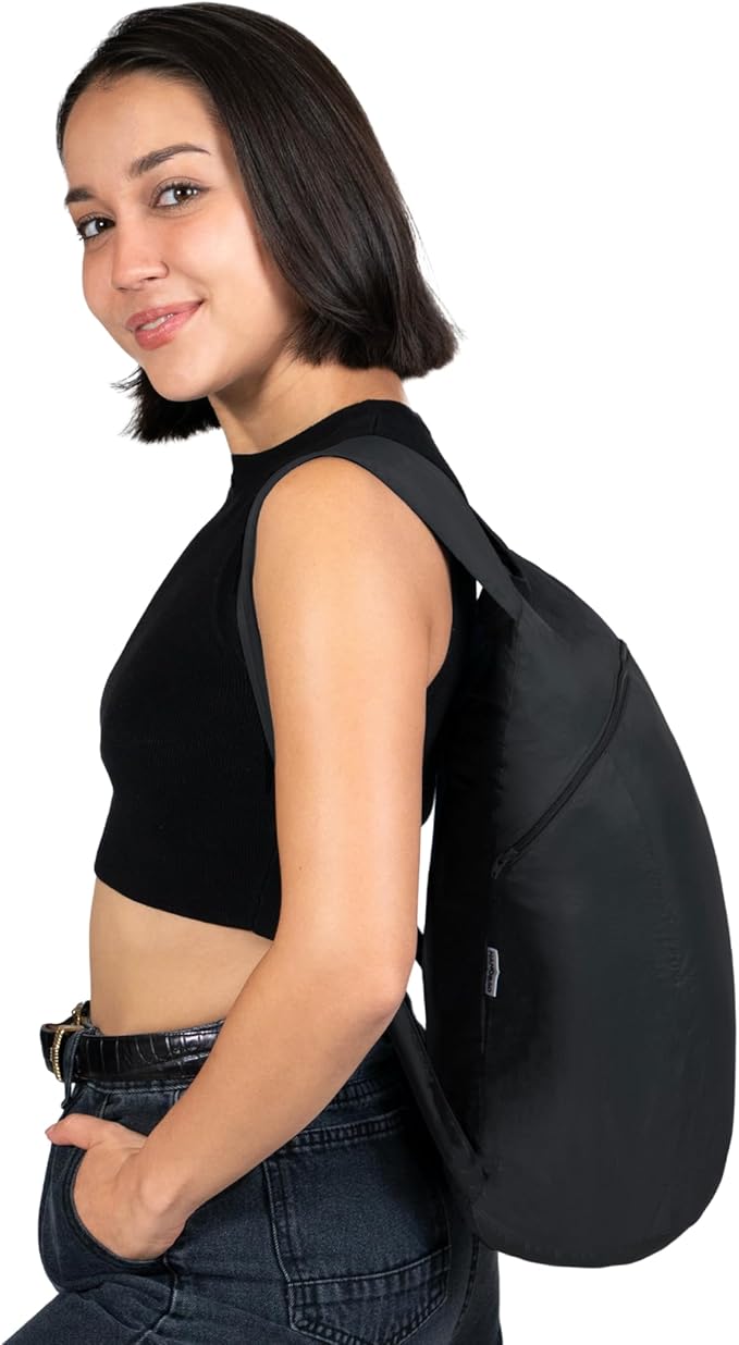 Nanobag Daypack - Ultralight 16L Foldable Travel & Hiking Backpack, Reusable, Packable, Collapsible Bag for Men & Women (Black)