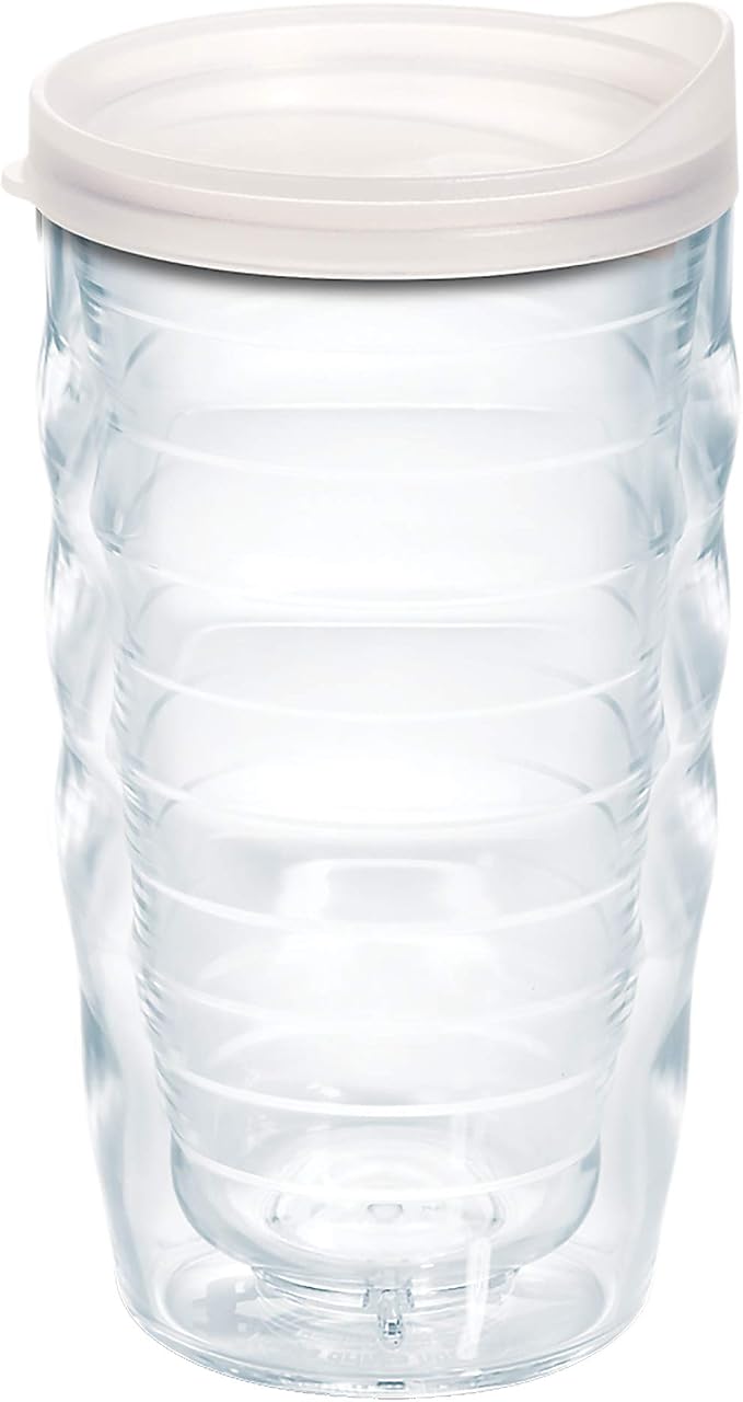 Tervis Clear & Colorful Lidded Made in USA Double Walled Insulated Tumbler Travel Cup Keeps Drinks Cold & Hot, 10oz Wavy, Frosted Lid