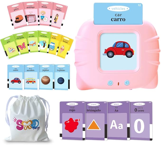 TimingSXD 161 Cards Spanish Flash Cards for Kids,Bilingual Flash Cards for Toddler/Beginning - ABC,Numbers,Colors,Shapes Español/English Talking Flash Cards for Preschool,Kindergarten,Ages 1-8