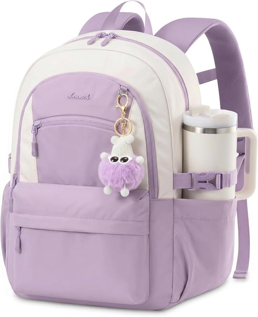 LOVEVOOK School Backpack for Teen Girls & Women, 35L Large Laptop Backpack with 40oz Water Bottle Pocket, Waterproof Cute College Bookbag, Student Backpack for Middle High School Travel Work Purple