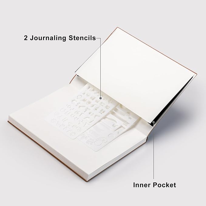 RETTACY Dotted Journal Notebook, 2-Pack, 192 Numbered Pages per Pack, B5 Medium Size (7.6'' × 10''), Leather Softcover, 100 GSM Thick Paper, for Journaling, Planning (Black & Navy Blue)