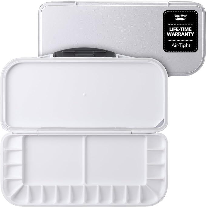 Mr. Pen- Airtight Watercolor Palette with Lid, 18 Wells & 2 Mixing Areas, Lightweight Sealing Paint Palette for Travel, Painting, Watercolor Mixing, Art Class and Studio Use