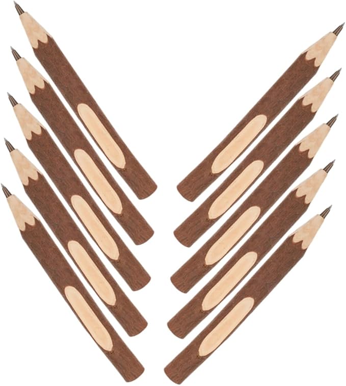 Homoyoyo 10pcs Wooden Ballpoint Pens 17cm Portable Writing Pens with Natural Tree Bark Texture Eco-friendly Biodegradable Household and Office Use