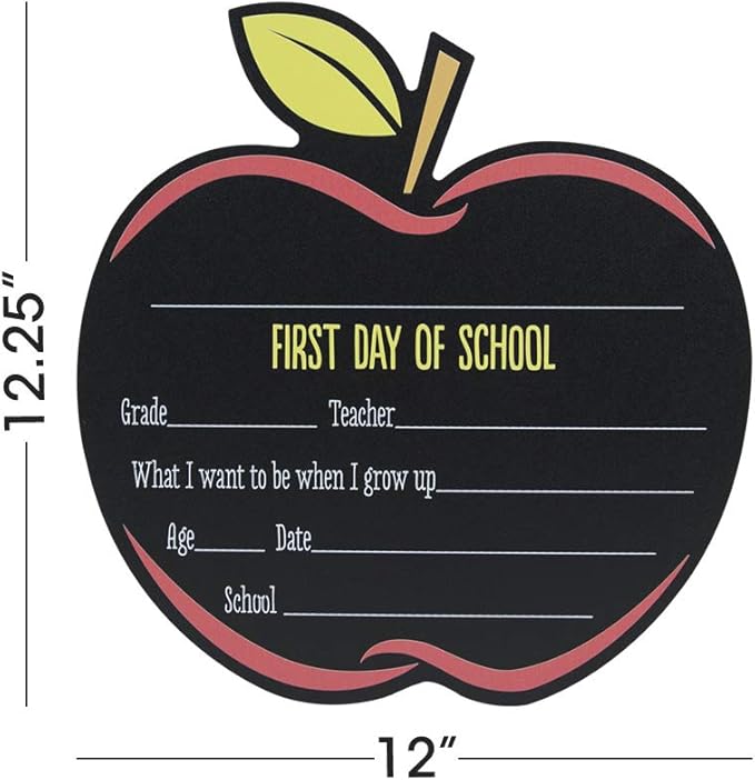 Apple First and Last Day of School Reusable Chalkboard Sign Set/Back to School Photo Prop/Teacher Classroom Picture Board 12" x 12.5"