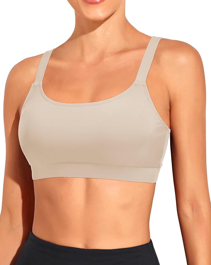 Tempt Me Women Sports Bra Bikini Tops Scoop Neck Bathing Suits Top Padded Swim Crop Tops Only