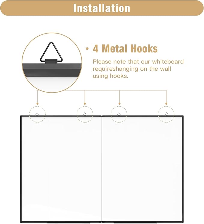 60"X 40" Large Magnetic Dry Erase Whiteboard, Wall Hanging Board with 8 Pens & 4 Dry Erasers & 30 Magnets, Sliver Aluminum Frame Black