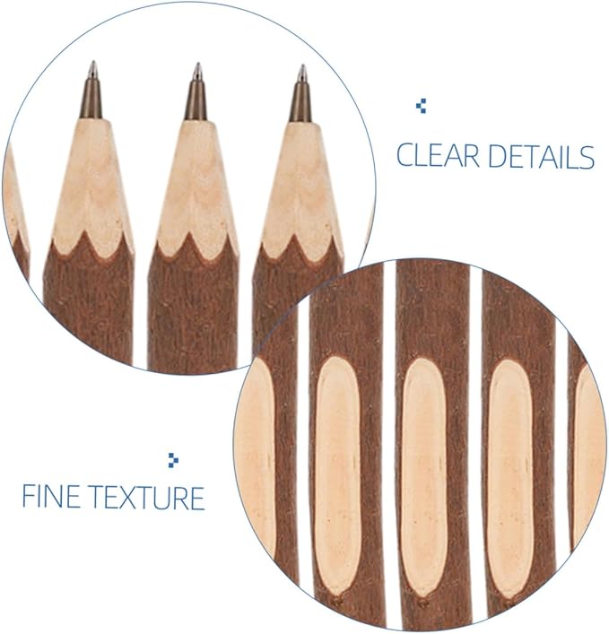 Natural Wooden Ballpoint Pens Tree Bark 13cm Small Ballpoint Pens 10pcs Biodegradable Portable Writing Accessory for Office and School Supplies