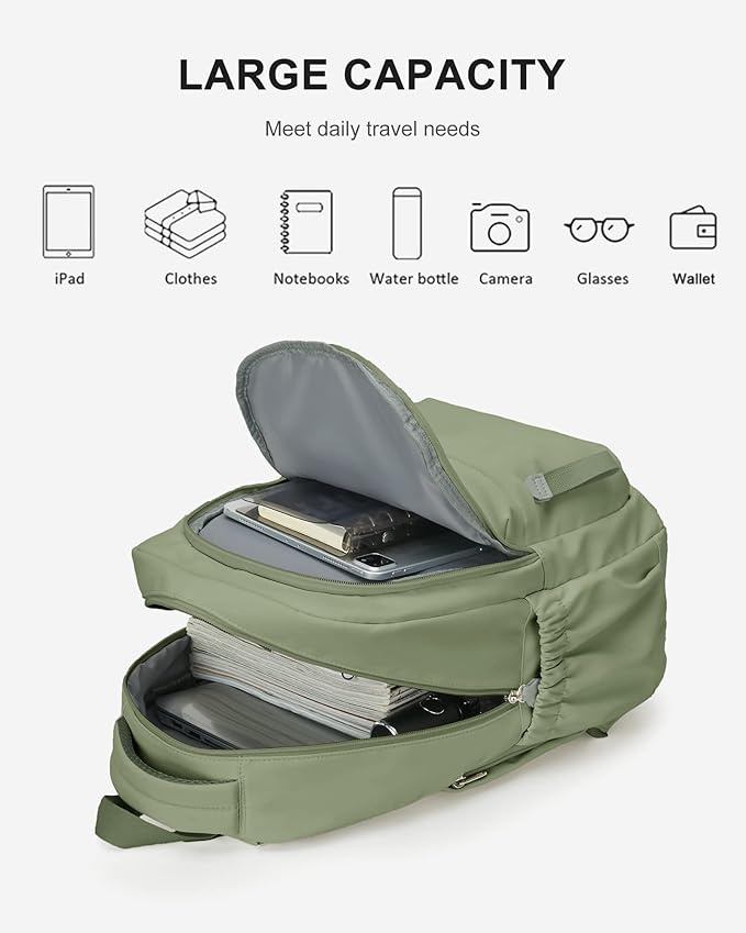 winspansy Small Backpack For School Girls Boys Aesthetic Lightweight Travel Daypack Simple Cute Backpack For Women Men College High School Bookbag Bag Fit 14 Inch Laptop With USB charging port, Green
