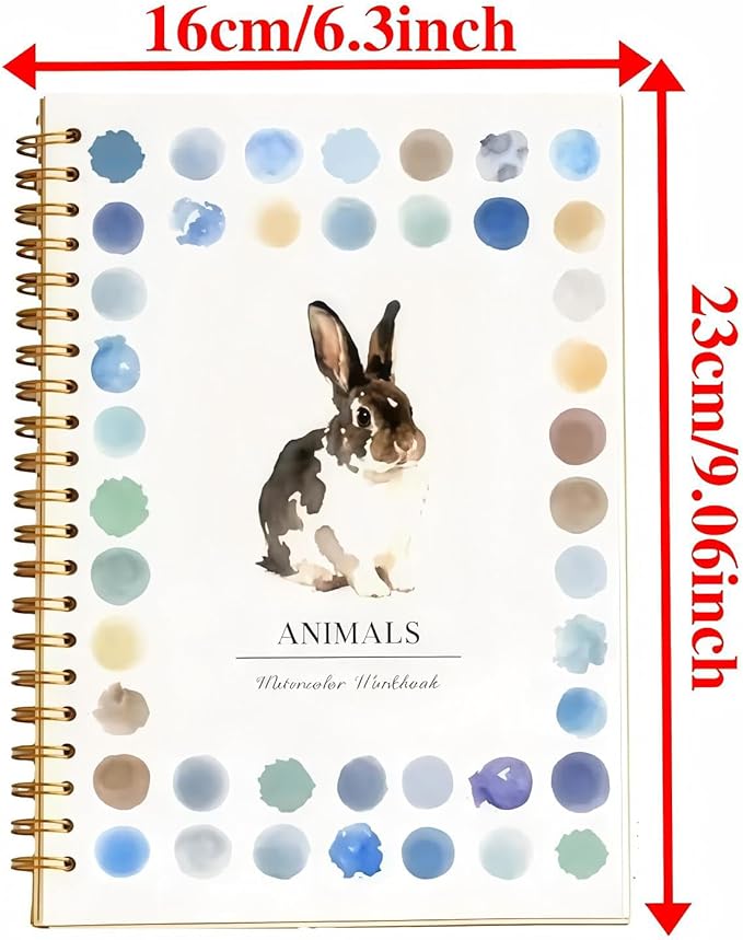 Watercolor Workbook - Coloring Book Beginner Friendly Painting Kit, Watercolor Workbooks for Adults with 24 Colors Paint, Exploration Gift for Adults Teens (Animals)