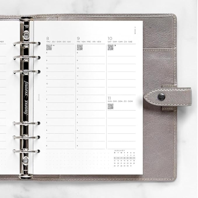 Filofax Calendar Diary Refill, A5 Size, Week-to-View with Appointments, Minimal Diary Pack, Vertical, White Paper, Multilingual: Five Languages, 2026 (C68593-26)