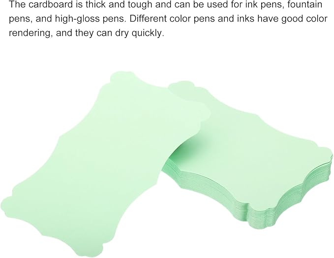 PATIKIL 3"x5" Blank Paper Business Cards, 50 Pack Small Index Flash Cards Words Message Note Card Mini Paper Tags Lace for DIY Gift, Light Green