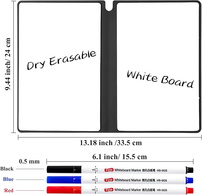 SAYEEC Whiteboard Notebook, Portable Dry Erase Board Fineliner Pens, PU Cover Erasable Handheld White Board Reusable Drawing Notebook Easel Pad for Meeting Business Office School (Navy Blue)