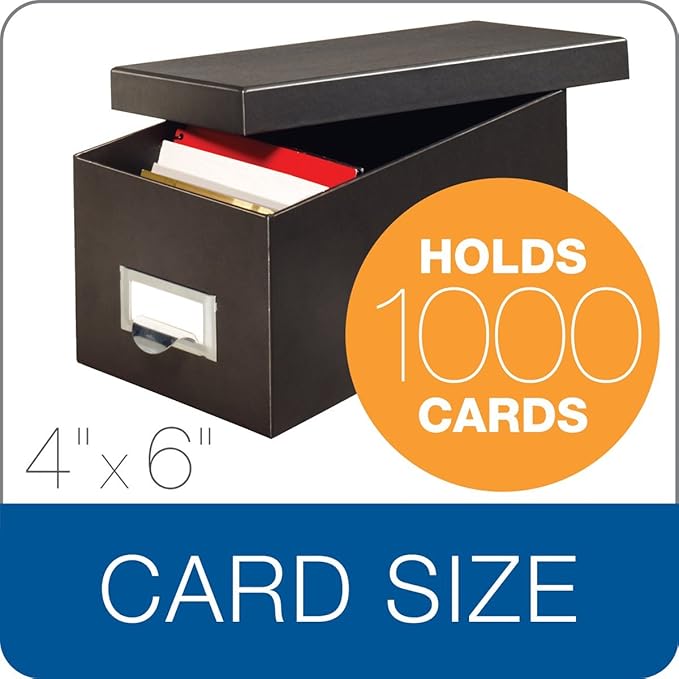 Globe-Weis/Pendaflex Fiberboard Index Card Storage Box, 4 x 6 Inches, Solid Black (4X6BLA)