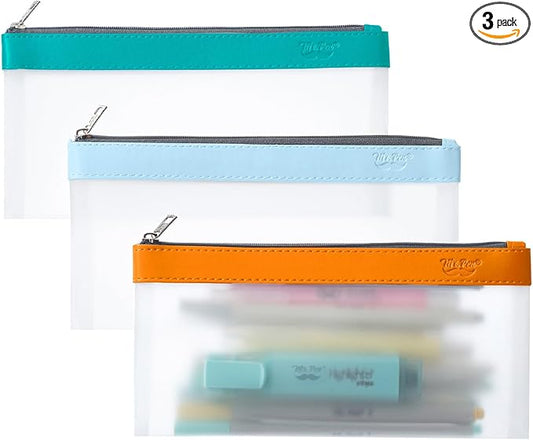 Mr. Pen- Clear Pencil Pouch, 8.50"x4.25", 3 Pack, Durable TPU Material, Medium Water-Resistant Pencil Bags with Smooth Zipper, Multipurpose Clear Pouch for Stationery, School, Office, Travel Supplies