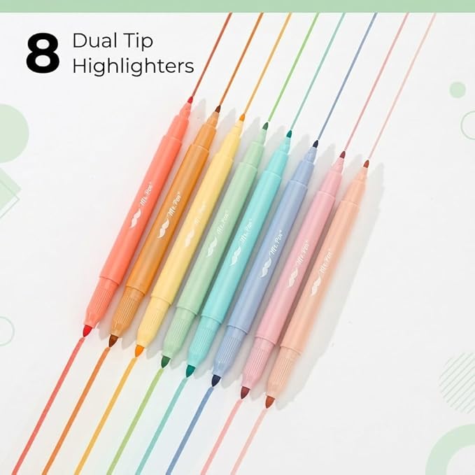 Mr. Pen- Dual Tip Bible Highlighters, 8 Pack, Pastel Colors, Fast Dry Highlighters Set, Cute Markers for Bible Study, Journaling, School, Office Supplies and Accessories
