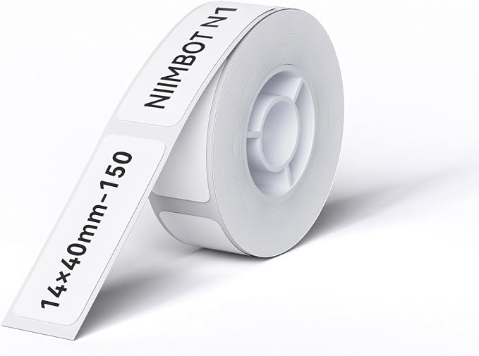 NIIMBOT Thermal Transfer Labels 0.55''x1.57'', Only for N1(B18) Label Maker | 14mmx40mm, 150 Labels/Roll, PET Material, Waterproof and High-Temperature Resistance, Long Storage Time, White