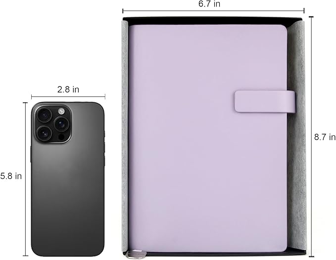 Soft Cover Leather Journal Notebook A5 Lined 212 Pages 5x8.25 Inches with Strap Closure Travel Work School Writing Journaling Notebooks for Women Men Gift Box Packaging Light Purple