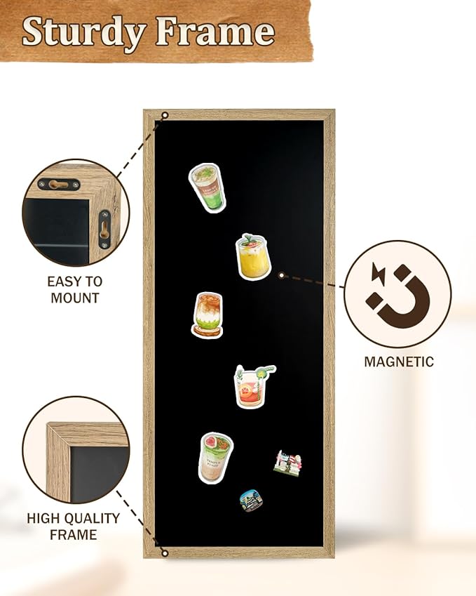 Magnetic Chalkboard for Wall, Long Chalk Board, Wall Hanging Menu for Restaurant, Food Truck, Kitchen, Chalk Board for Kitchen, Bar & Home Decor 19.7" x 47.2"(RB-50120)
