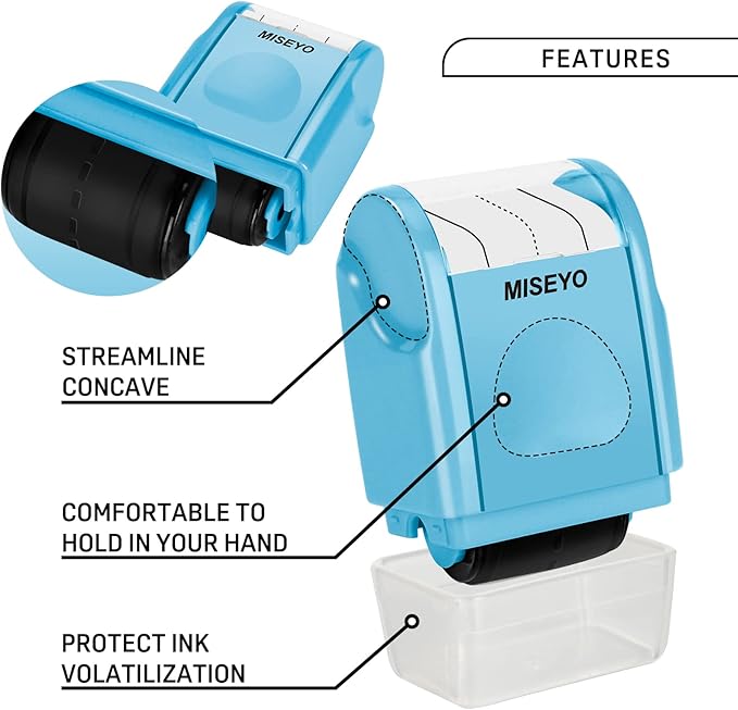 Miseyo Dashed Handwriting Lines Practice Roller Stamp,Self-Inking Line Rolling Stamps for Kids Writing - Blue