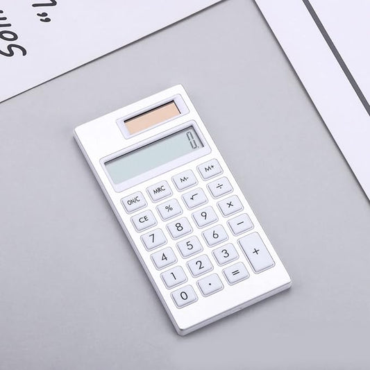 Yosoo 12 Digit Solar Calculator, Basic Standard Desktop Calculator with Elastic Rubber Buttons and Lightweight Thin Shell Design, for Office School Business Use (White)
