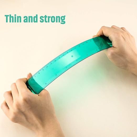 2 Pack Plastic Ruler Straight Ruler Plastic Measuring Tool for Student School Office (Green, 12 Inch)