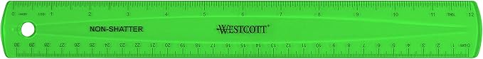 Westcott Shatterproof Ruler, Assorted Translucent Colors, 12" (Pack of 3)