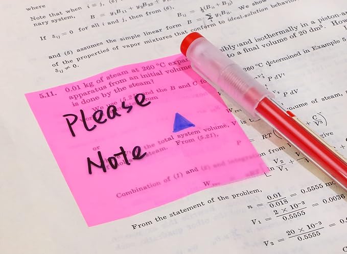 ONLYKXY 4 Pack Transparent Sticky Notes 7.6x7.6CM Self-Stick Book Tabs 200 Sheets Waterproof PET Markers Sticky Notes Pad (Pink)