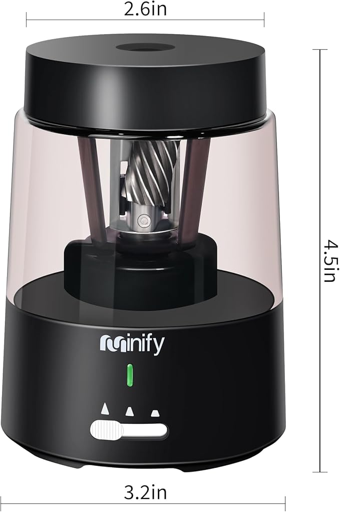 Pencil Sharpener Electric Pencil Sharpener Heavy Duty Blade Rechargeable Battery Powered Pencil Sharpeners for 6-8mm Colored Pencils Auto Stop Fast Sharpen in 3s (Black)