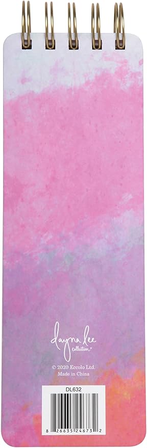 Eccolo Dayna Lee Spiral Memo List Pad, Sturdy Covers, 3x8.5", 300 Pages, Splashy Notes