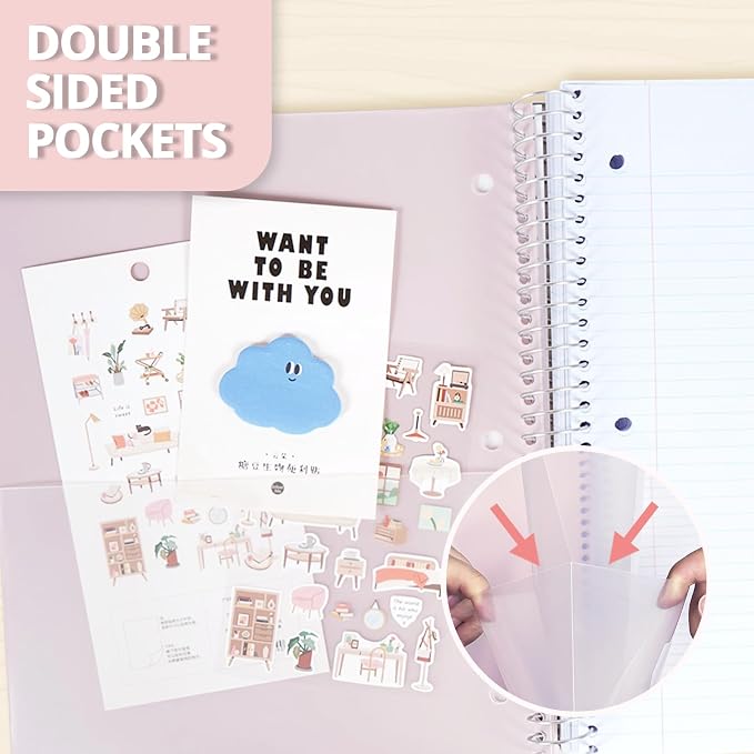 ONAVIA Pink 3 Subject Spiral Notebook College Ruled 3 Pack, 300 Pages