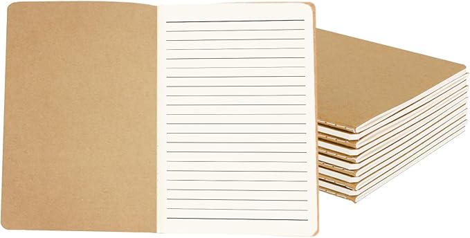 zmybcpack 12 Pack Journal Notebook Kraft Brown Cover Lined Notebooks for Travelers, Students, Office - Memo Diary Subject Notebooks Planner - A5 Size, 8.26”x5.5”, 60 Lined Pages/30 Sheets