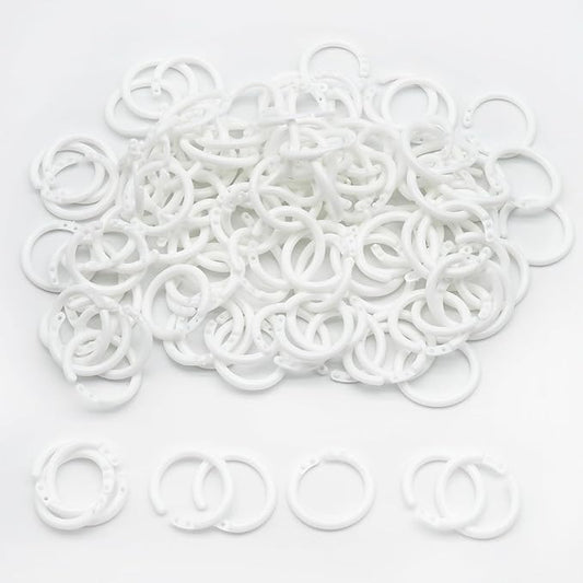 120 Pcs 3/4 Inch Plastic Binder Rings, Loose Leaf Binder Book Rings, Black Index Card Rings Binder Clip Rings for Flash Cards, Key Rings, Index Cards, Paper (20mm, White)