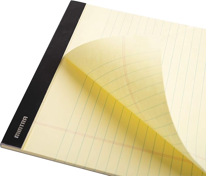 Mintra Office Canary Legal Pads - Premium Quality Heavyweight Paper With Micro-perforated sheets, Smooth-lined paper, Ideal for Office Tasks, Assignments or Notes, Meetings, and Journaling, 6 pack, Yellow Paper, Narrow Ruled, Premium Writing Pad, 8.5"x11"