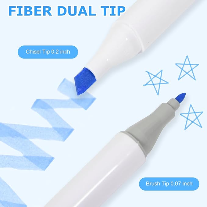 Marte Vanci Washable Markers for Kids, 24 Colors Dual Tip Markers with Carrying Case, Coloring Pens, Kids Marker Set for Coloring, School Art Supplies for Boys Girls