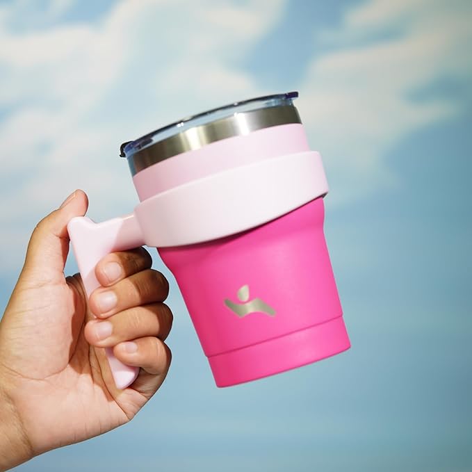 Konokyo 10 oz Tumbler with Handle and 2 Straw 2 Lid, Insulated Water Bottle Stainless Steel Vacuum Cup Reusable Travel Mug, Cherry