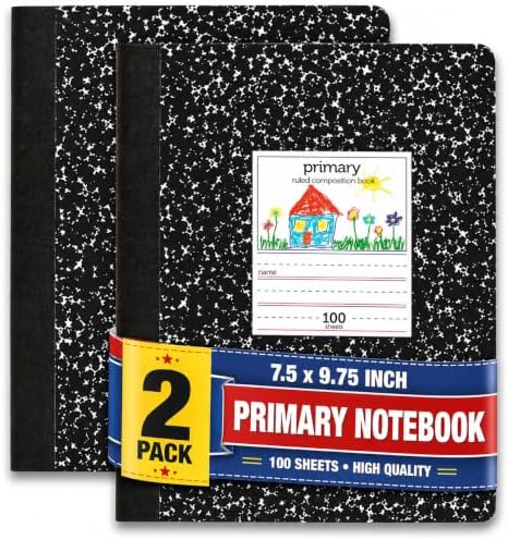 1InTheOffice Primary Composition Notebook, 7 1/2" x 9 3/4", Unruled/Primary Ruled, 100 Sheets