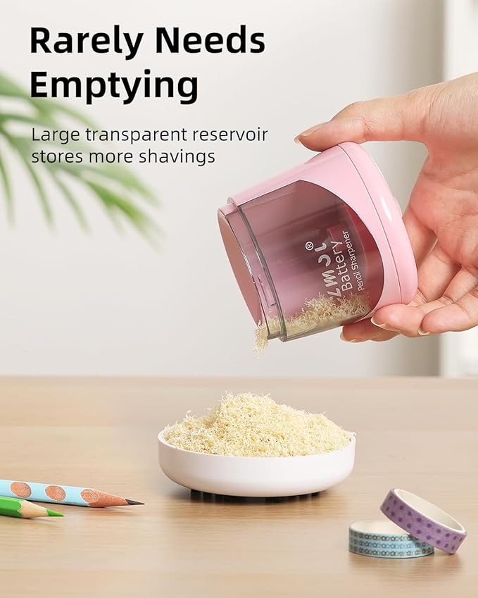 ZMOL Battery Powered Electric Pencil Sharpener,Small Battery Operated Pencil Sharpeners Portable,Fast Sharpen, Suitable for No.2/Colored Pencils(6-8mm), School/Classroom/Office/Home Pink