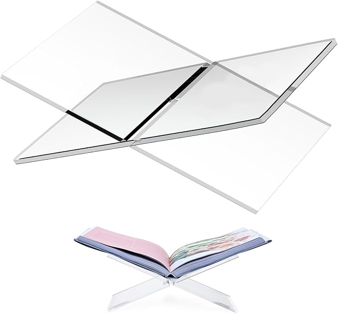 Acrylic Book Stand Holder - Coffee Table Book Stand,Open Cookbook Acrylic Book Display Stand,Magazines Clear Holder,Reading Stand for Open Book Magazines, Textbooks