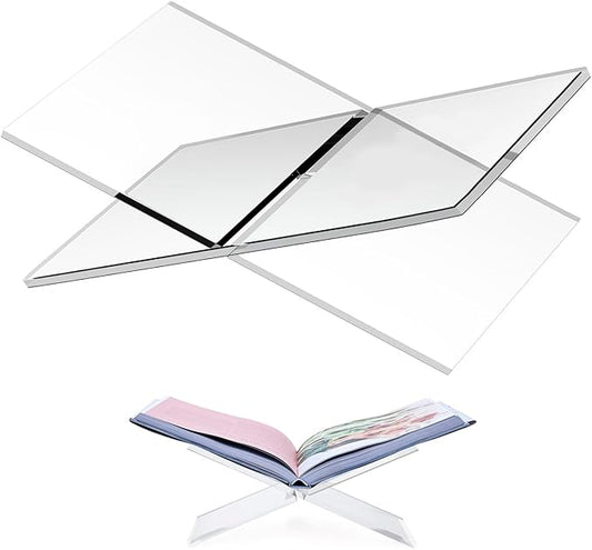 Acrylic Book Stand Holder - Coffee Table Book Stand,Open Cookbook Acrylic Book Display Stand,Magazines Clear Holder,Reading Stand for Open Book Magazines, Textbooks