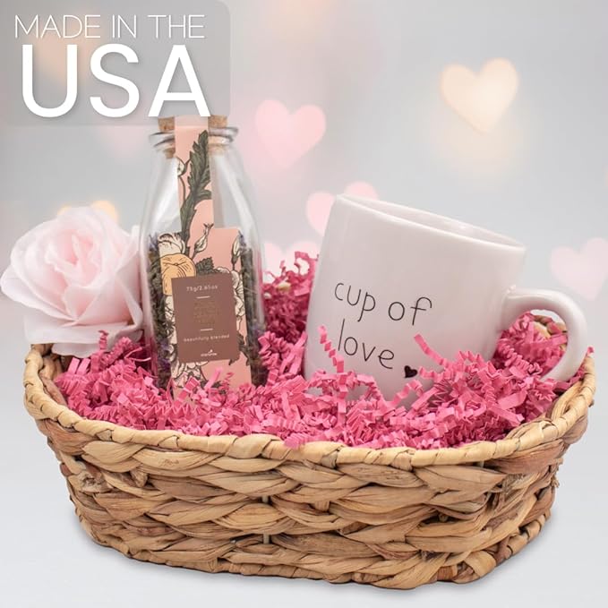 MagicWater Crinkle Cut Paper for Gift Baskets - 2LB - Pink- Perfect for Shredded Paper Filler, Basket Filler, Gift Boxes, Bridesmaid Gifts, Christmas Stuffers & More – Ideal for All Occasions