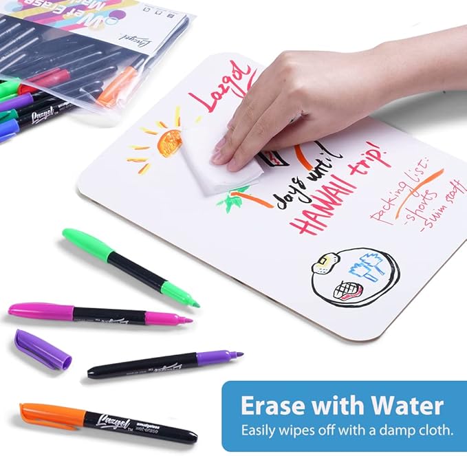 LAZGOL Wet Erase Markers, Bulk Pack of 16 (12 Colors) Fine Tip Overhead Transparency Smudge Free Markers for Dry Erase Whiteboard, Refrigerator Calendars, Glass and Films, Erase with Water
