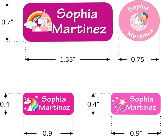 Waterproof Custom Name Stickers (135 Labels) - Personalized Daycare Labels for Clothing, Water Bottles, Lunch Boxes & School Supplies - Ideal for Camp & Daycare - No-Iron (Fairy Tale)