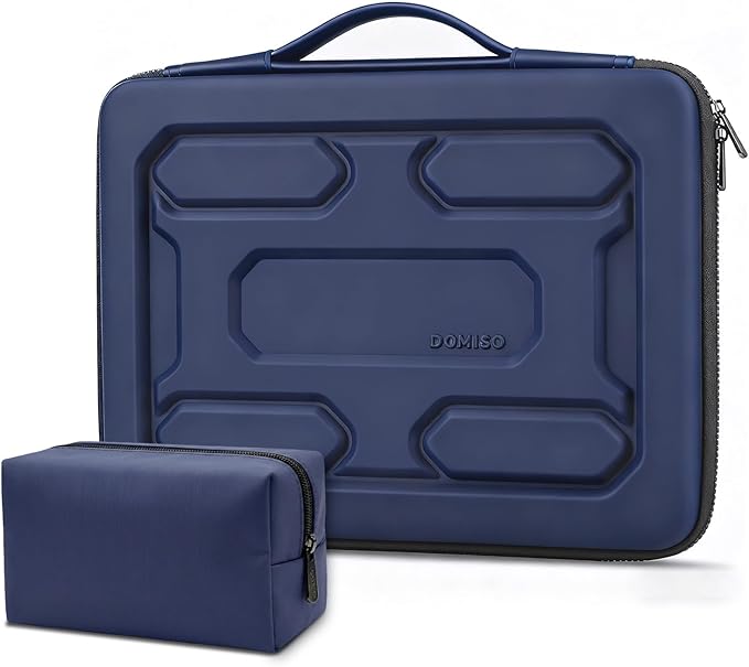 DOMISO Laptop Hard Case 17-17.3 inch Waterproof Shockproof Hard Shell Sleeve with Handle & Storage Pocket, Compatible with MacBook, HP, Dell, Dark Blue