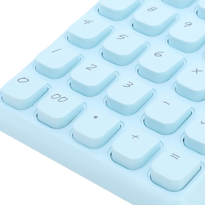 Focket 12 Digit Calculator, Solar Powered Large Display Calculator, Compact with High Sensitivity Mechanical Keys for School Office Home Use (Blue)