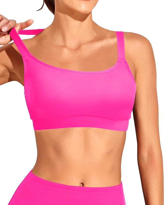 Tempt Me Women Sports Bra Bikini Tops Scoop Neck Bathing Suits Top Padded Swim Crop Tops Only