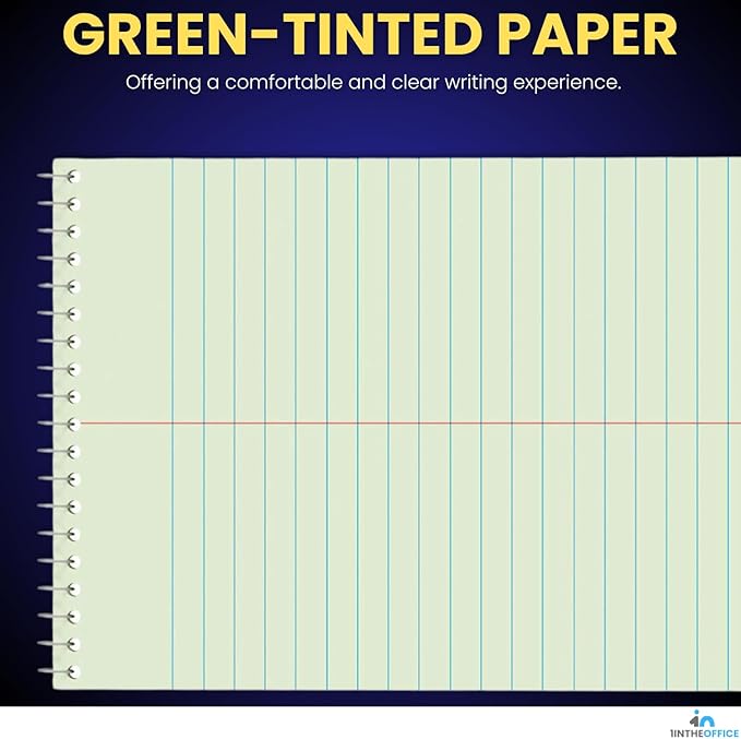 1InTheOffice Steno Pads 6x9, Steno Pads, Spiral Steno Pads, Gregg Rule, Green Tint, 6 x 9, 80 Sheets, 6/Pack