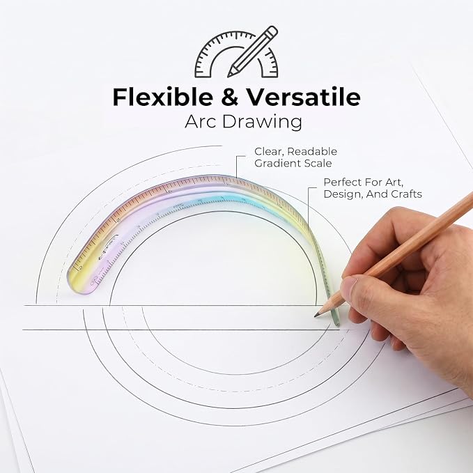 Grevosea 2 Pieces Flexible Rulers 6inch Plastic Ruler with Centimeters and Inches Soft Bendable Ruler for Kids and Adults School Classroom Office Supplies Measuring Tools (Green)