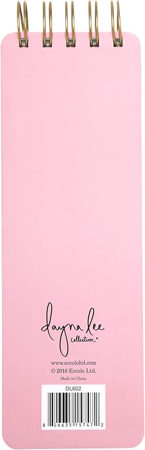 Eccolo Dayna Lee Collection Go-Getter Pink "I Have So Many Ideas" 3" x 8.5" Hardcover Spiral Memo Pad, 300 Pages