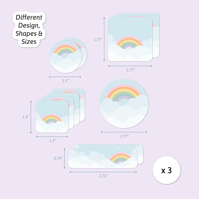 Camp Name Labels for Kids (33) – Custom Waterproof Stickers for Water Bottles, Lunch Boxes, Daycare & School with Unique Designs - Rainbow